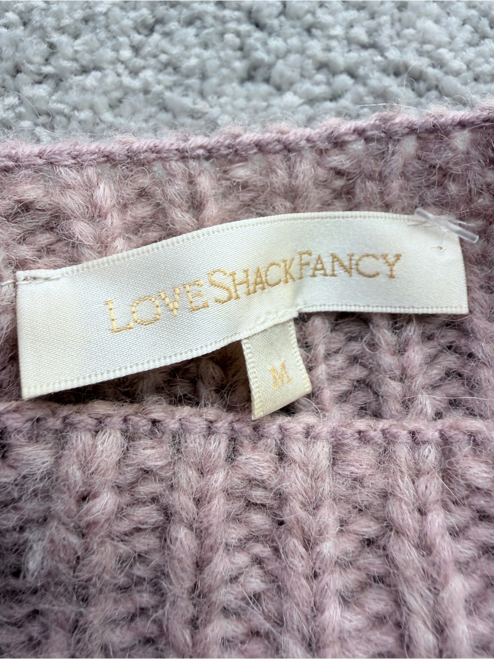 LoveShackFancy Alpaca Wool Blend Bateau Neck Crop Sweater Pink Size M - Picture 14 of 17